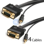 Svga 6FT 15 Pin M/m With Stereo 3.5MM Cable Gold Plated For Pc Tv - Lot Of 4. Fixed Price $20.99.