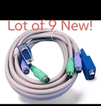 Lot Of 9 Kvm Video Cable Male - 10 Ft Beige/grey Medical Grade New. Fixed Price $69.99.