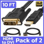 2 Pack 10FT Hdmi Cord Dvi-d Cable Adapter Connector Converter. Fixed Price $15.49.